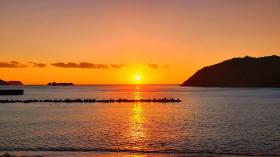 すはら海岸の夕日が目の前
